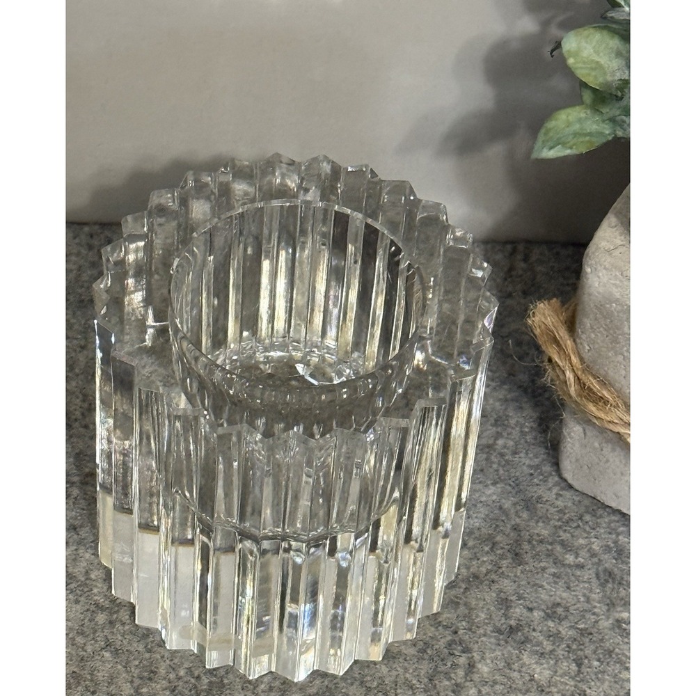 Rosenthal Studio Line Crystal Candle Holder Ribbed Pattern Clear - Picture 2 of 7